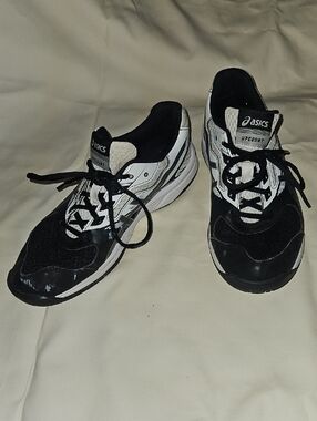 Asics Black and White UpCourt Lace-Up Sneakers
